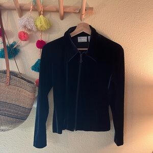 Dark navy velvet zip up jacket